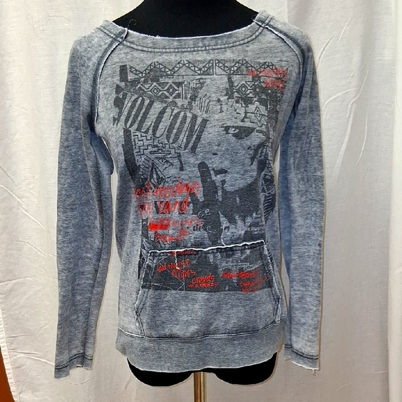 Volcom Grey Off The Should Sweatshirt Top - Picture 1 of 4